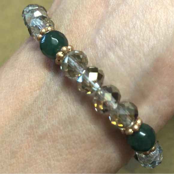 Turquoise & Green Crystal Beads and A Shade of Brown With gold accents - Picture 4 of 9